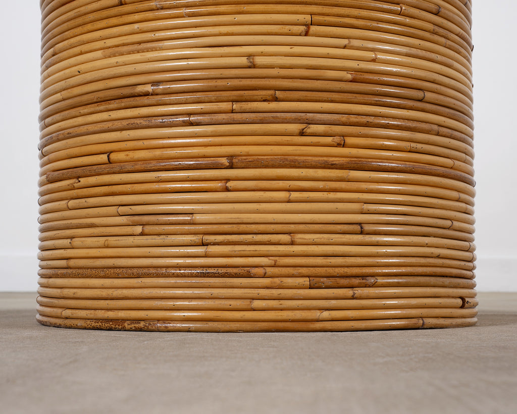 McGuire Organic Modern Rattan Pencil Reed Round Dining Table