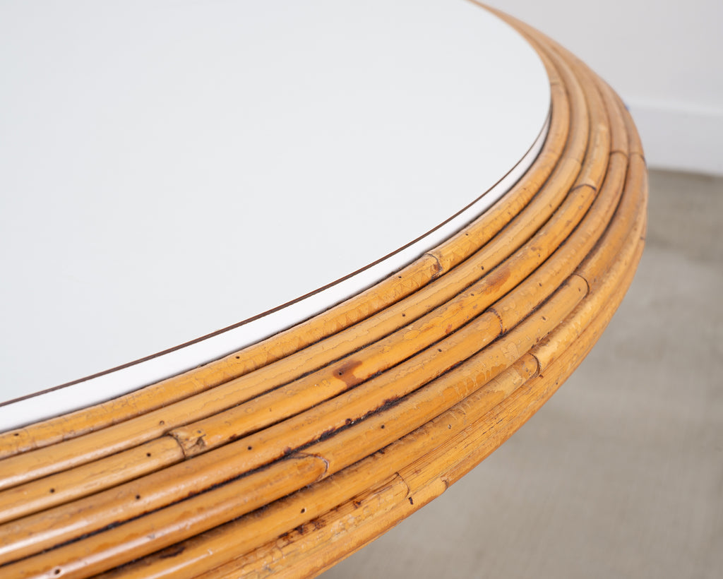 McGuire Organic Modern Rattan Pencil Reed Round Dining Table