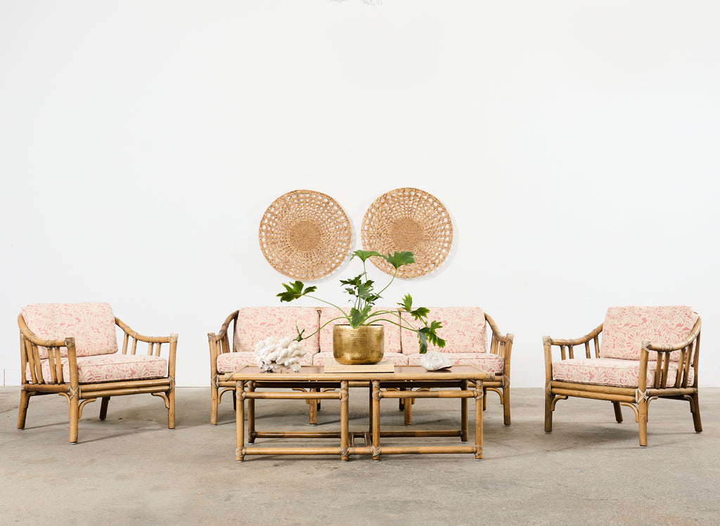 McGuire Organic Modern Rattan Living Room Suite