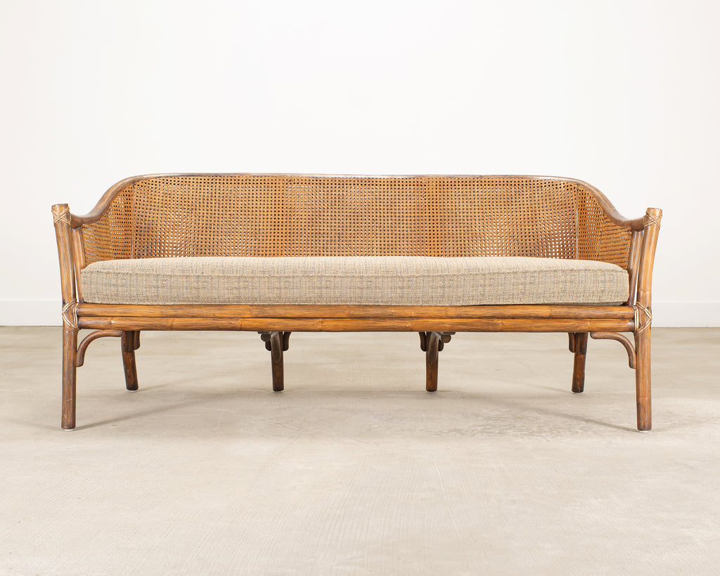 McGuire Organic Modern Rattan Double-Cane Panel Sofa Settee