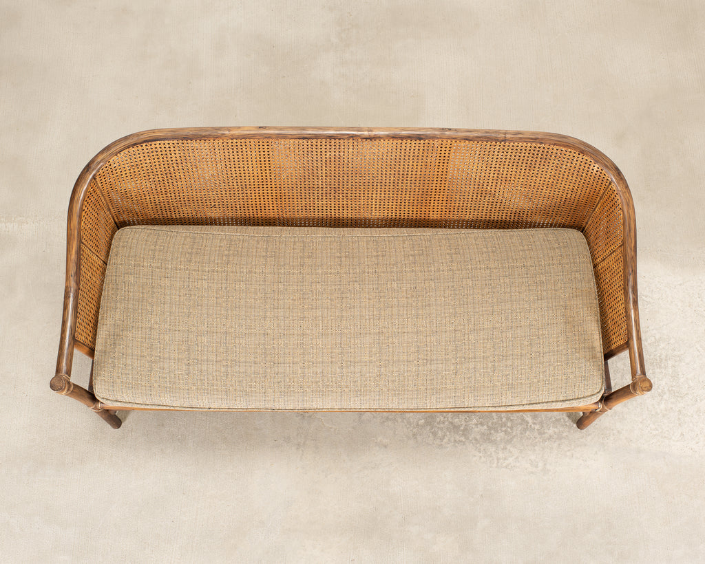 McGuire Organic Modern Rattan Double-Cane Panel Sofa Settee