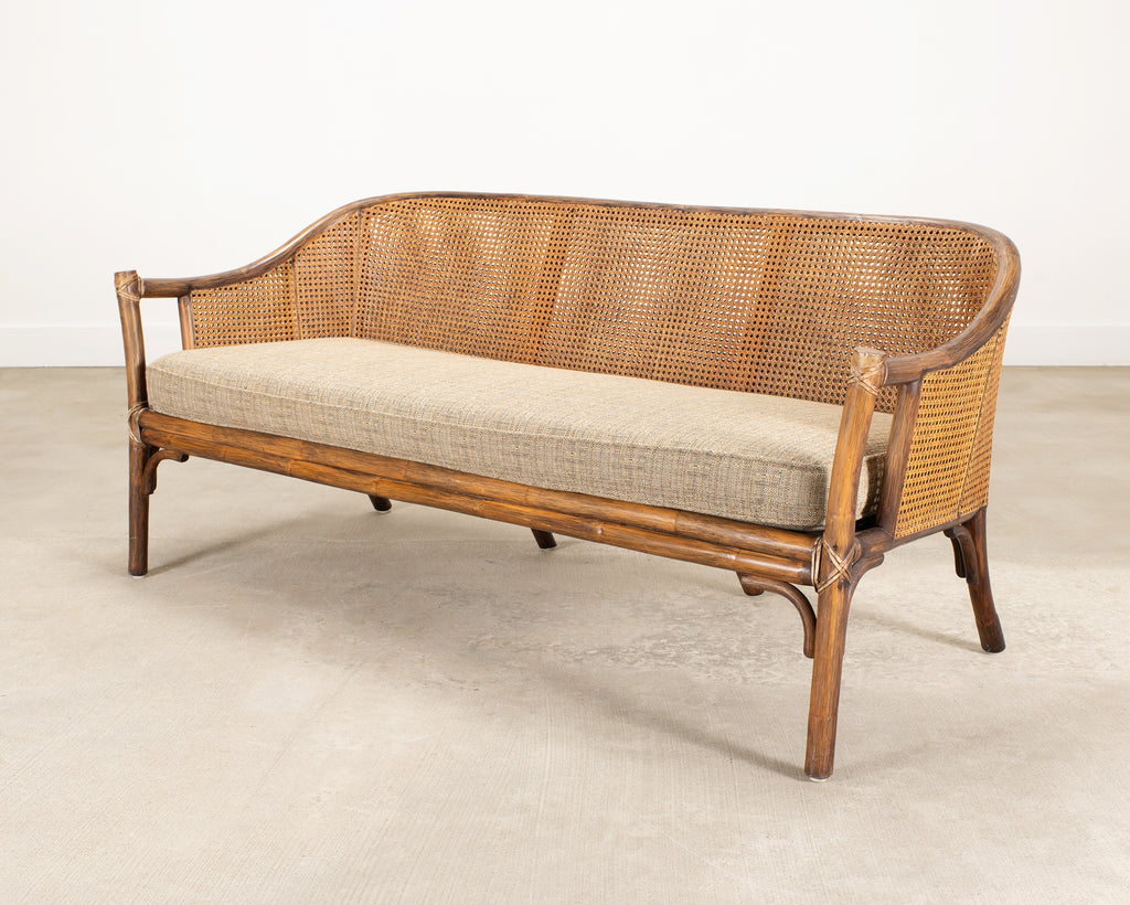 McGuire Organic Modern Rattan Double-Cane Panel Sofa Settee