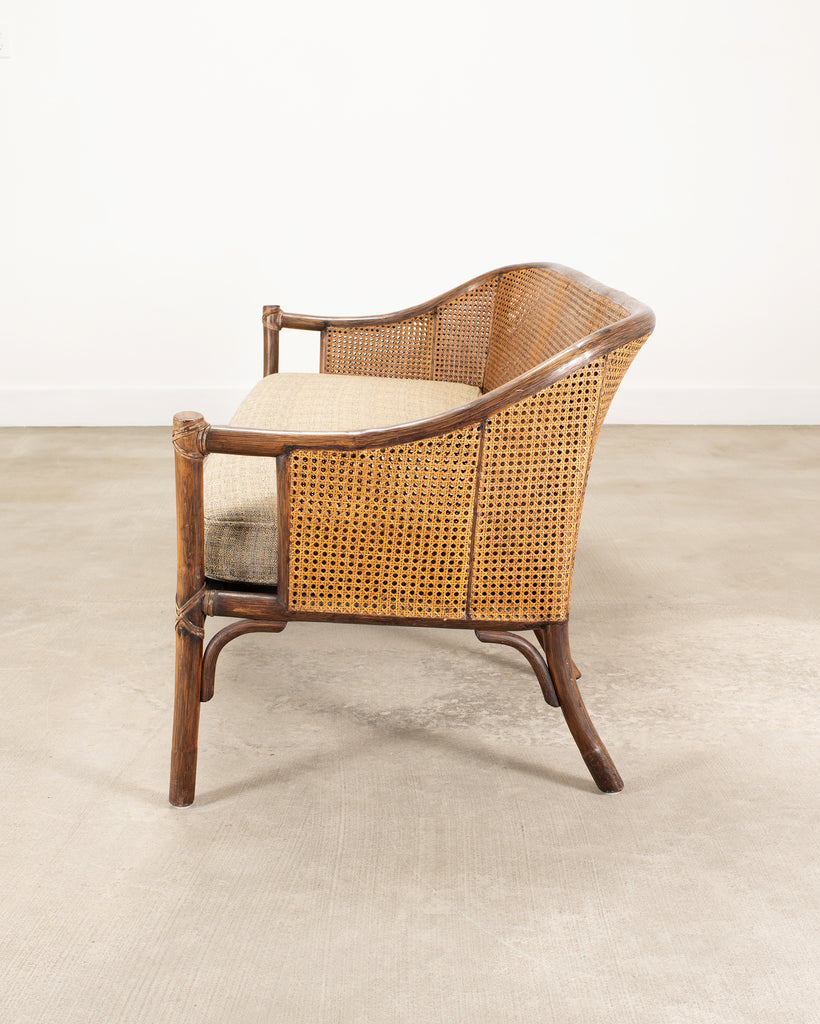 McGuire Organic Modern Rattan Double-Cane Panel Sofa Settee