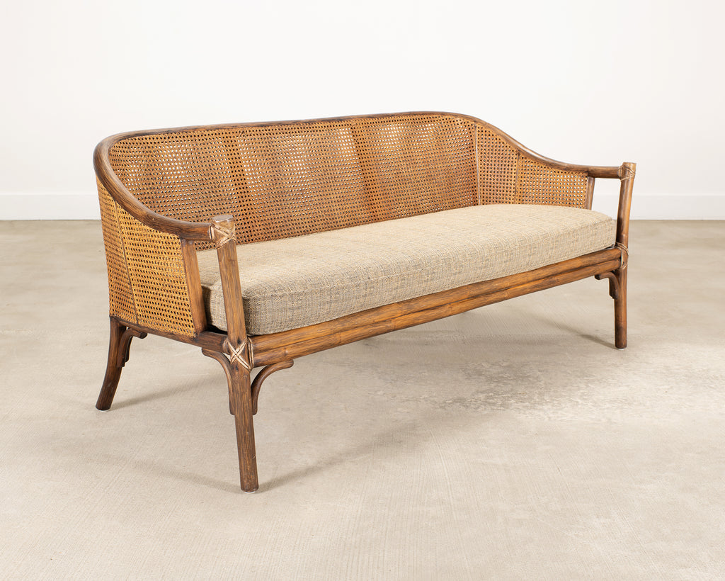 McGuire Organic Modern Rattan Double-Cane Panel Sofa Settee