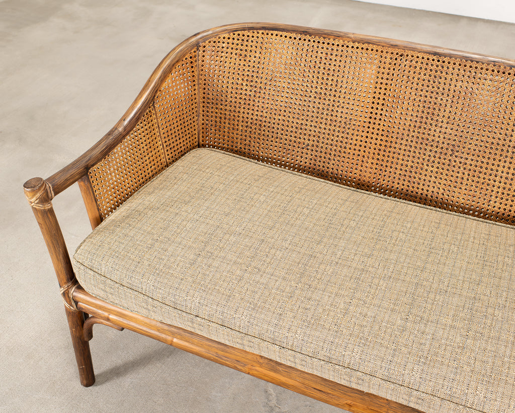 McGuire Organic Modern Rattan Double-Cane Panel Sofa Settee