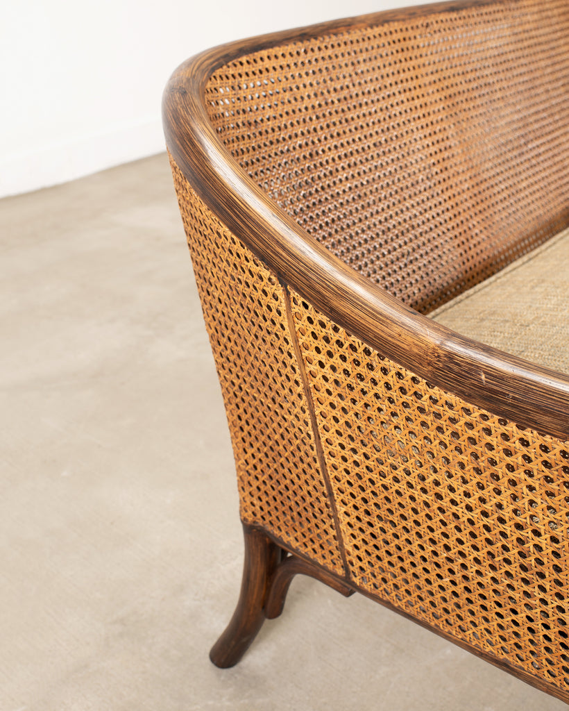 McGuire Organic Modern Rattan Double-Cane Panel Sofa Settee