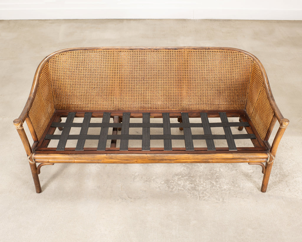 McGuire Organic Modern Rattan Double-Cane Panel Sofa Settee