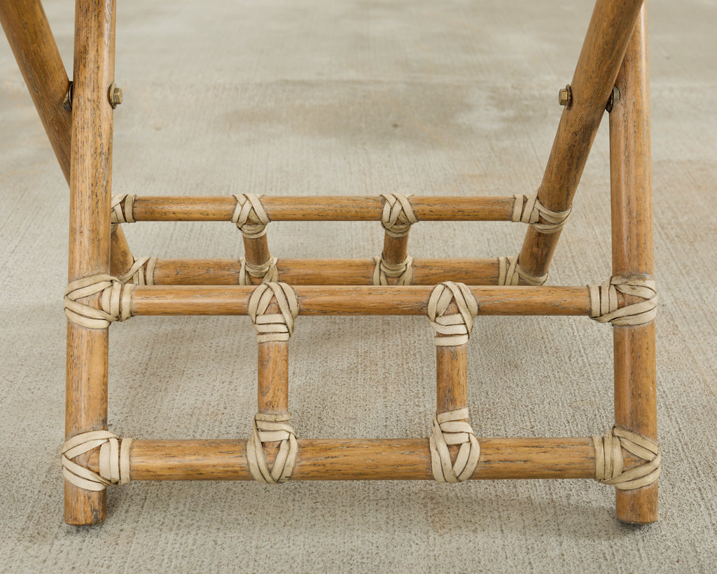 McGuire Rattan Oak Campaign Style Folding Drink Table