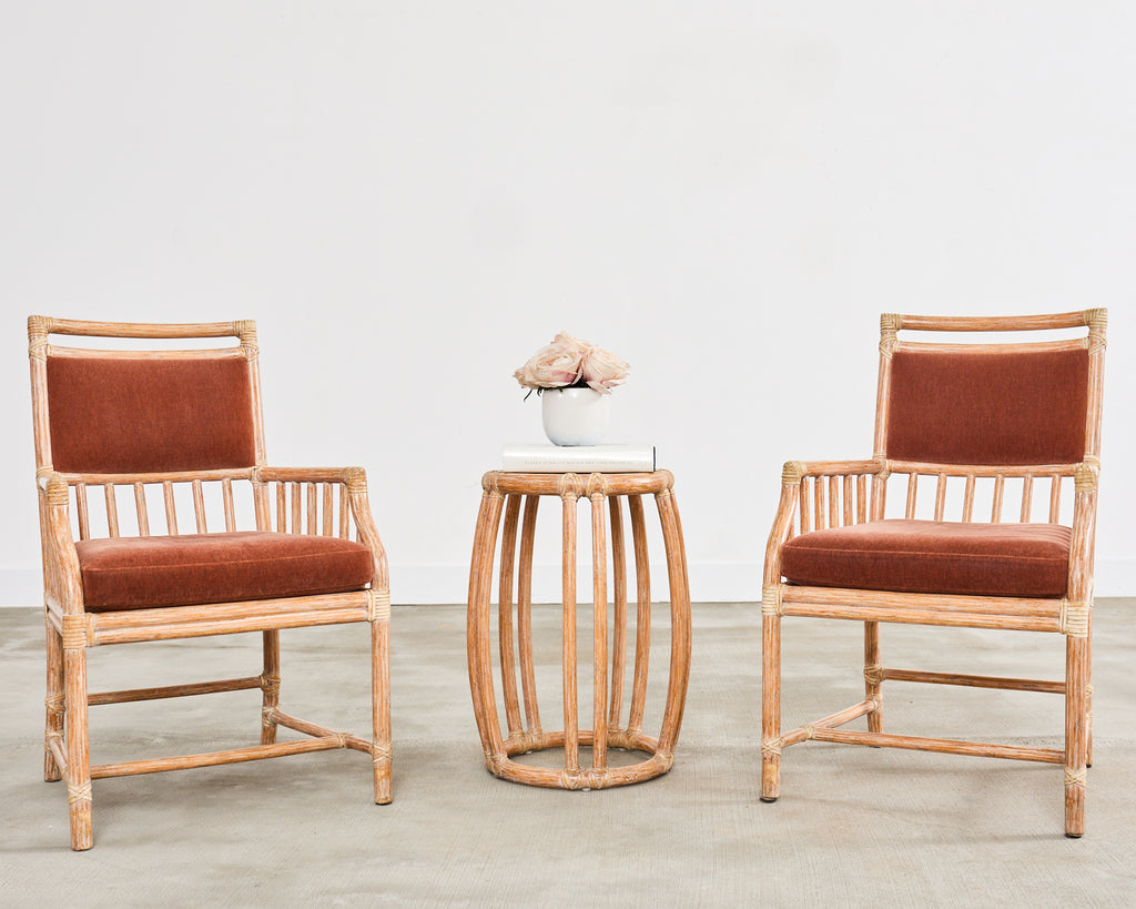 McGuire Organic Modern Cerused Rattan Drum Drink Table