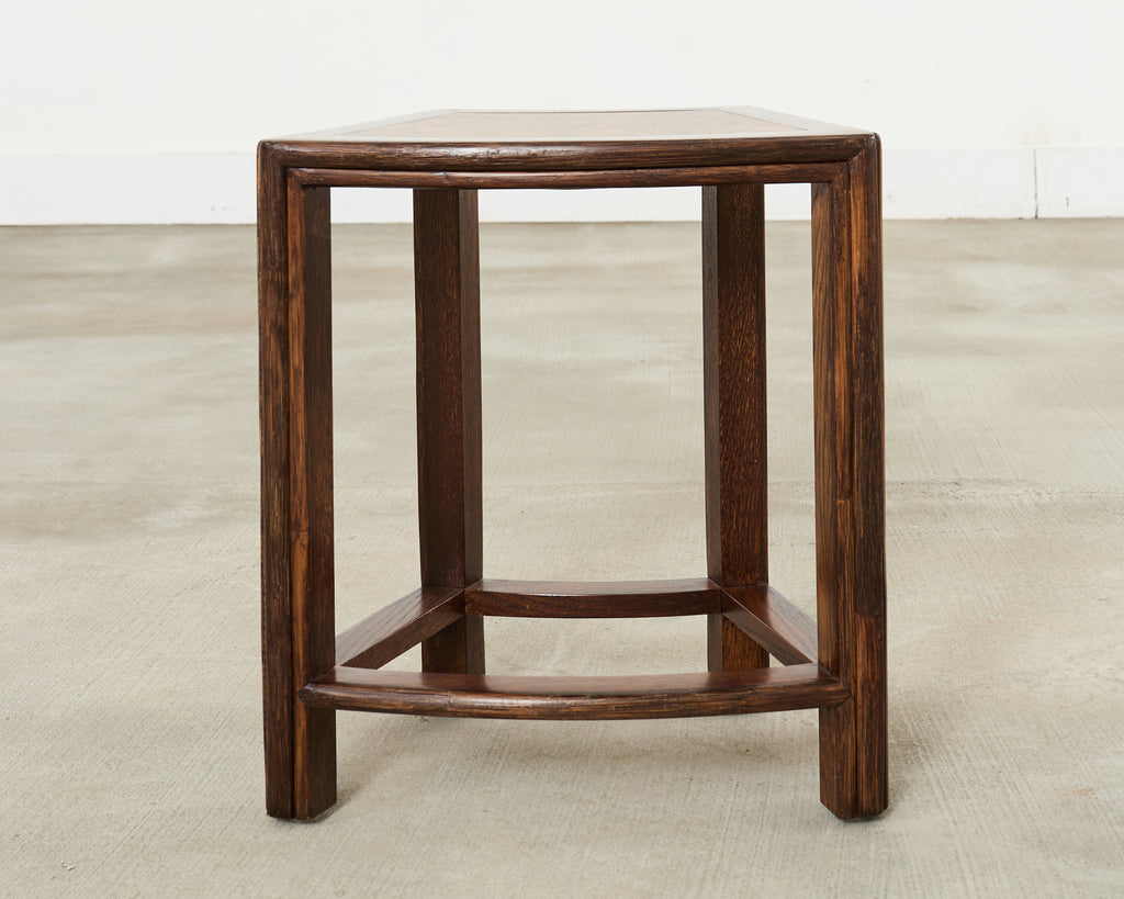 Pair of McGuire Midcentury Oak Demilune Stools