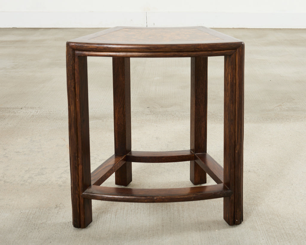 Pair of McGuire Midcentury Oak Demilune Stools