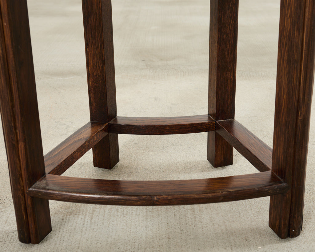 Pair of McGuire Midcentury Oak Demilune Stools