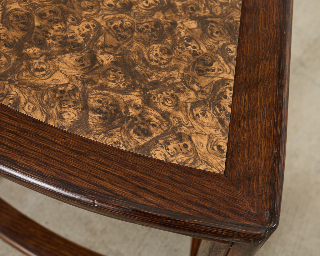 Pair of McGuire Midcentury Oak Demilune Stools