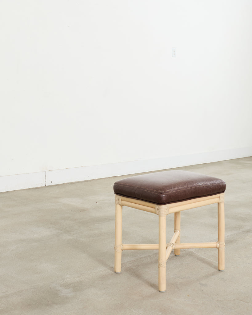 McGuire Organic Modern Lacquered Rattan Foot Stool Bench