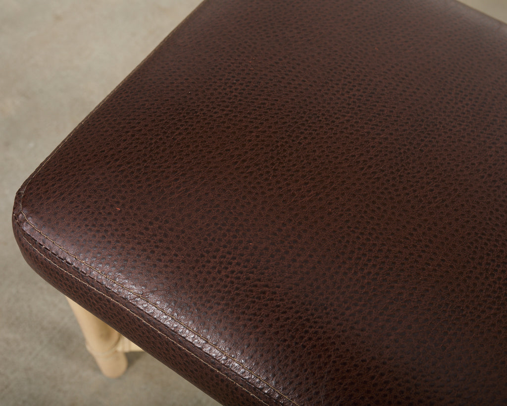 McGuire Organic Modern Lacquered Rattan Foot Stool Bench