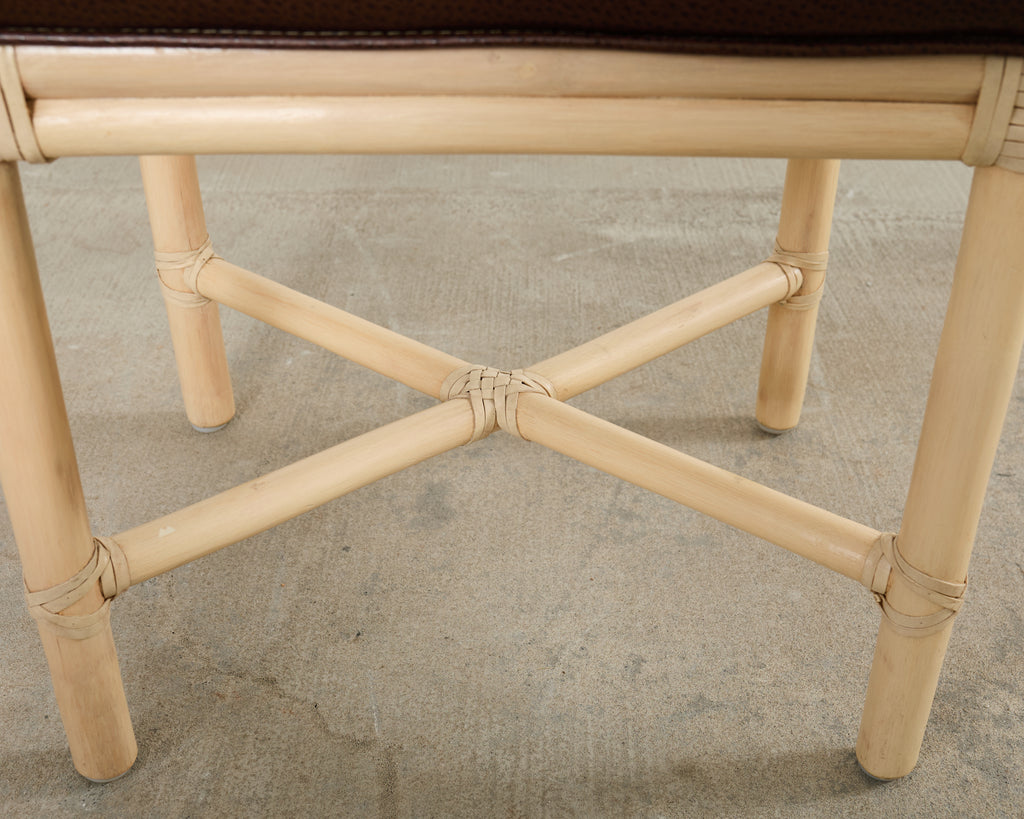 McGuire Organic Modern Lacquered Rattan Foot Stool Bench