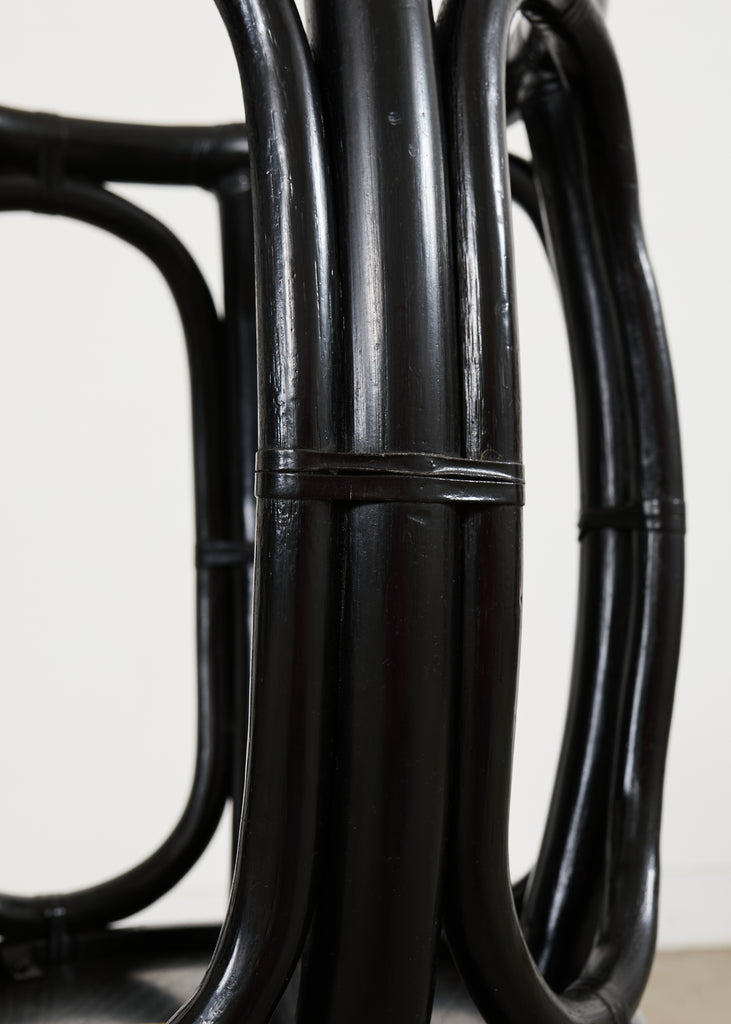 Pair McGuire Lacquered Rattan Taborette Drum Drink Tables