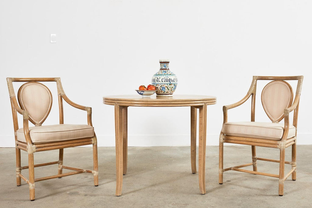 Pair of McGuire Rattan Leona Loop Back Dining Armchairs