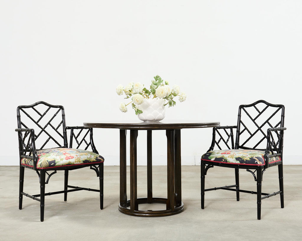 Set of Ten Chinese Chippendale Lacquered Faux Bamboo Dining Chairs