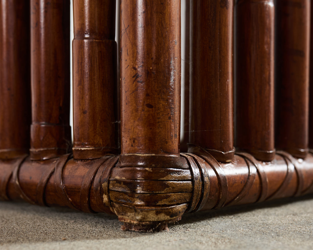 Pair of McGuire Bamboo Cube Granite Top Drinks Tables