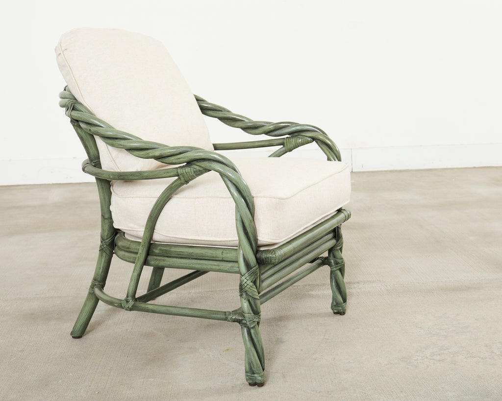 McGuire Organic Modern Twisted Rattan Lounge Chair