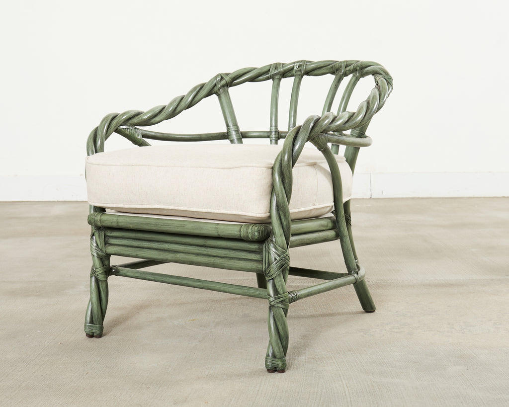 McGuire Organic Modern Twisted Rattan Lounge Chair