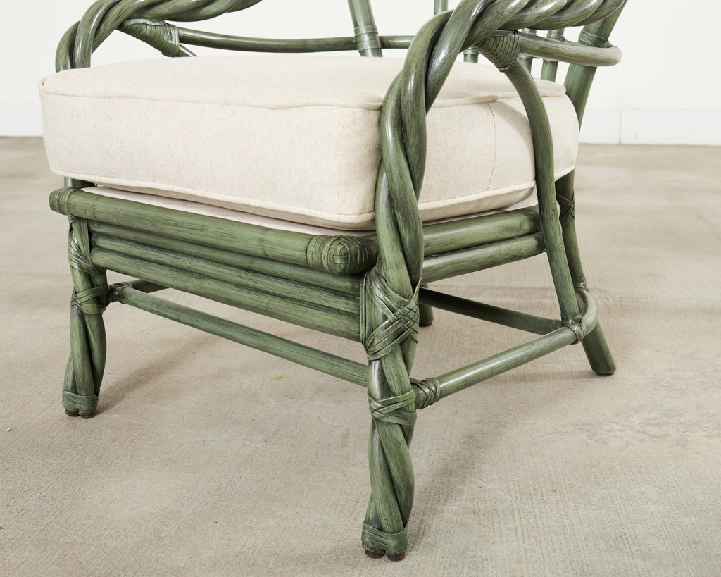 McGuire Organic Modern Twisted Rattan Lounge Chair