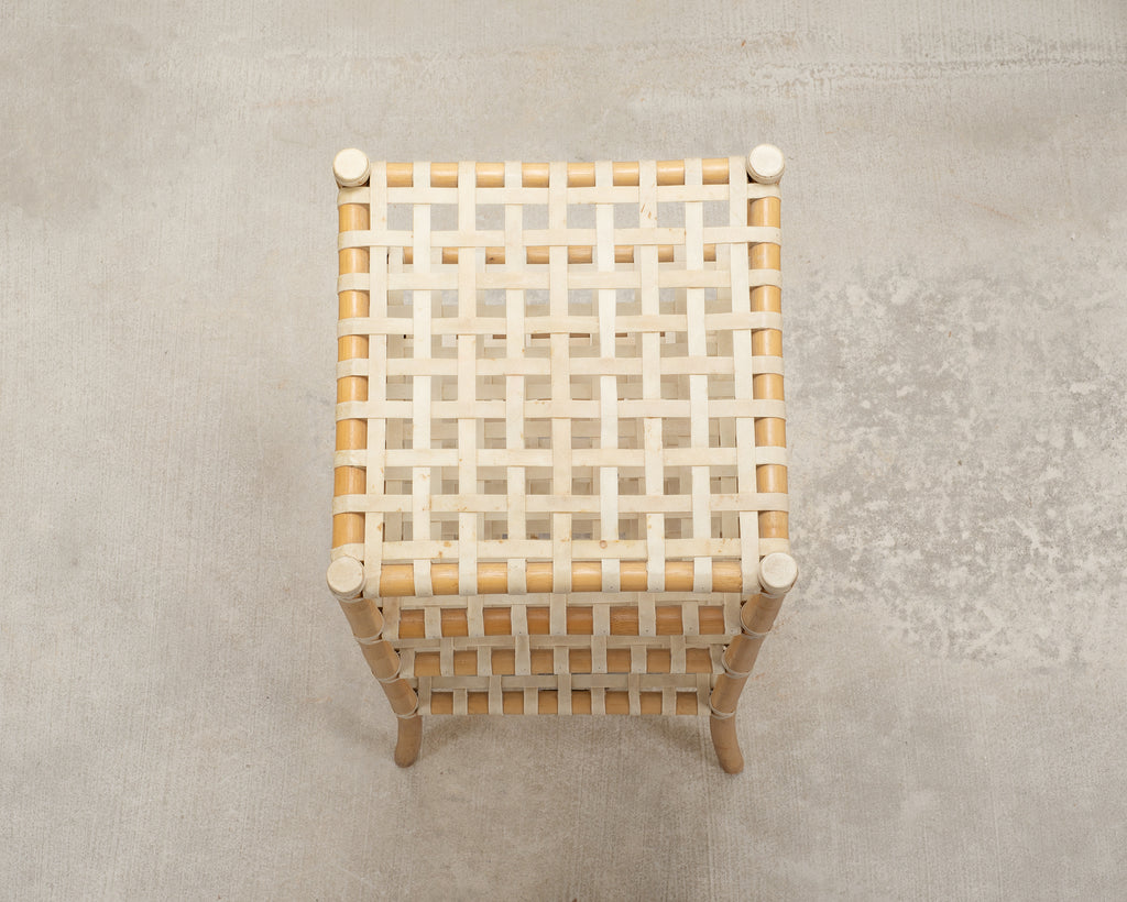 McGuire Antalya Leather Four-Tier Rattan Étagère Plant Stand