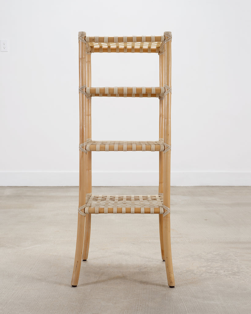 McGuire Antalya Leather Four-Tier Rattan Étagère Plant Stand