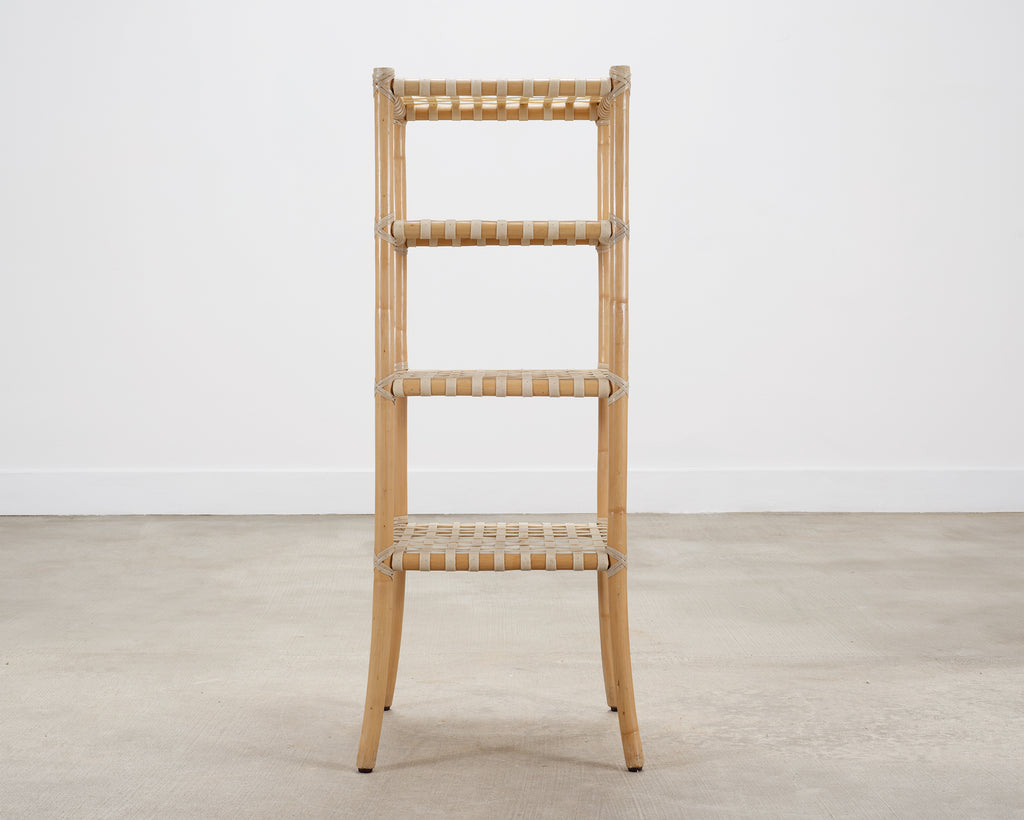 McGuire Antalya Leather Four-Tier Rattan Étagère Plant Stand