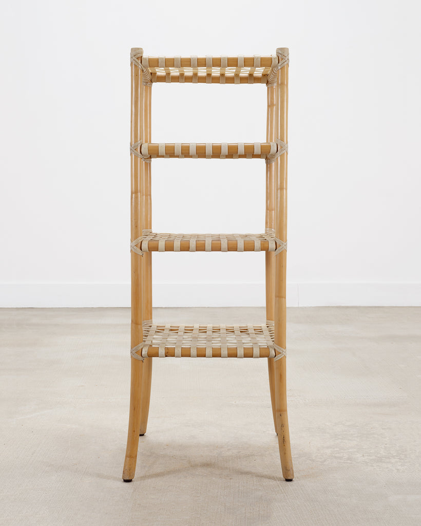 McGuire Antalya Leather Four-Tier Rattan Étagère Plant Stand