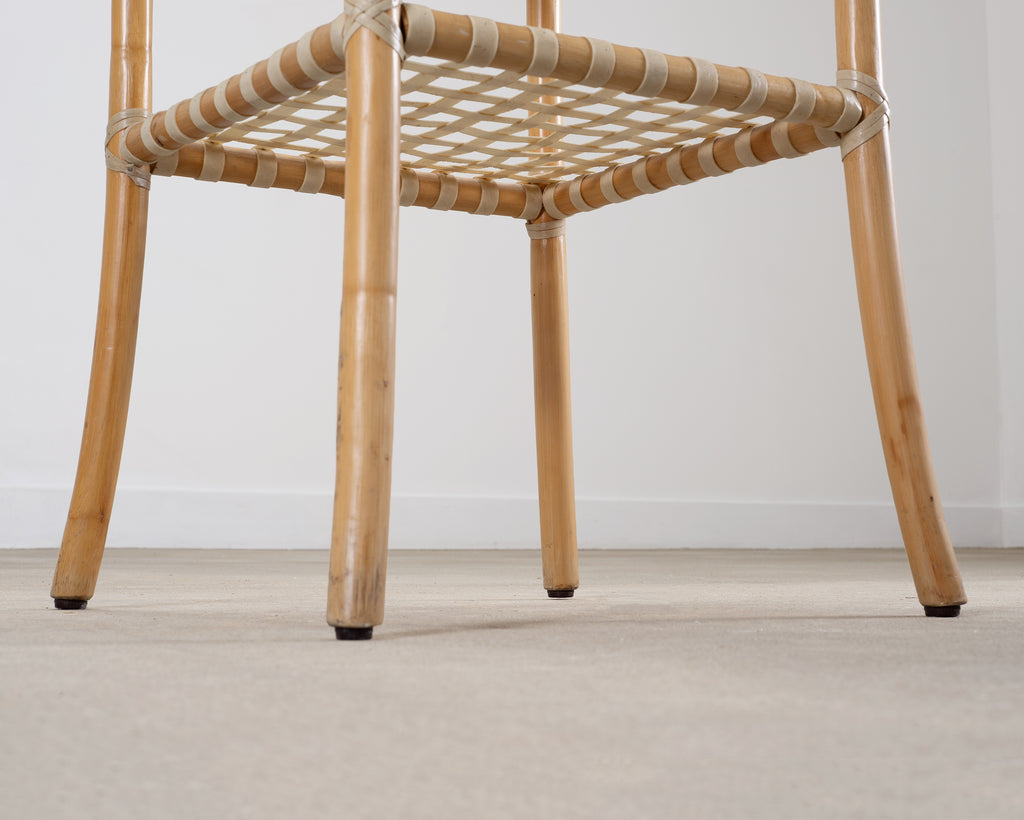 McGuire Antalya Leather Four-Tier Rattan Étagère Plant Stand