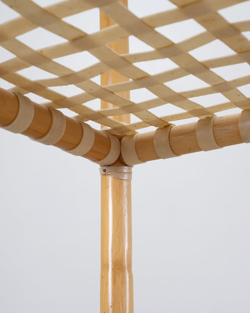 McGuire Antalya Leather Four-Tier Rattan Étagère Plant Stand