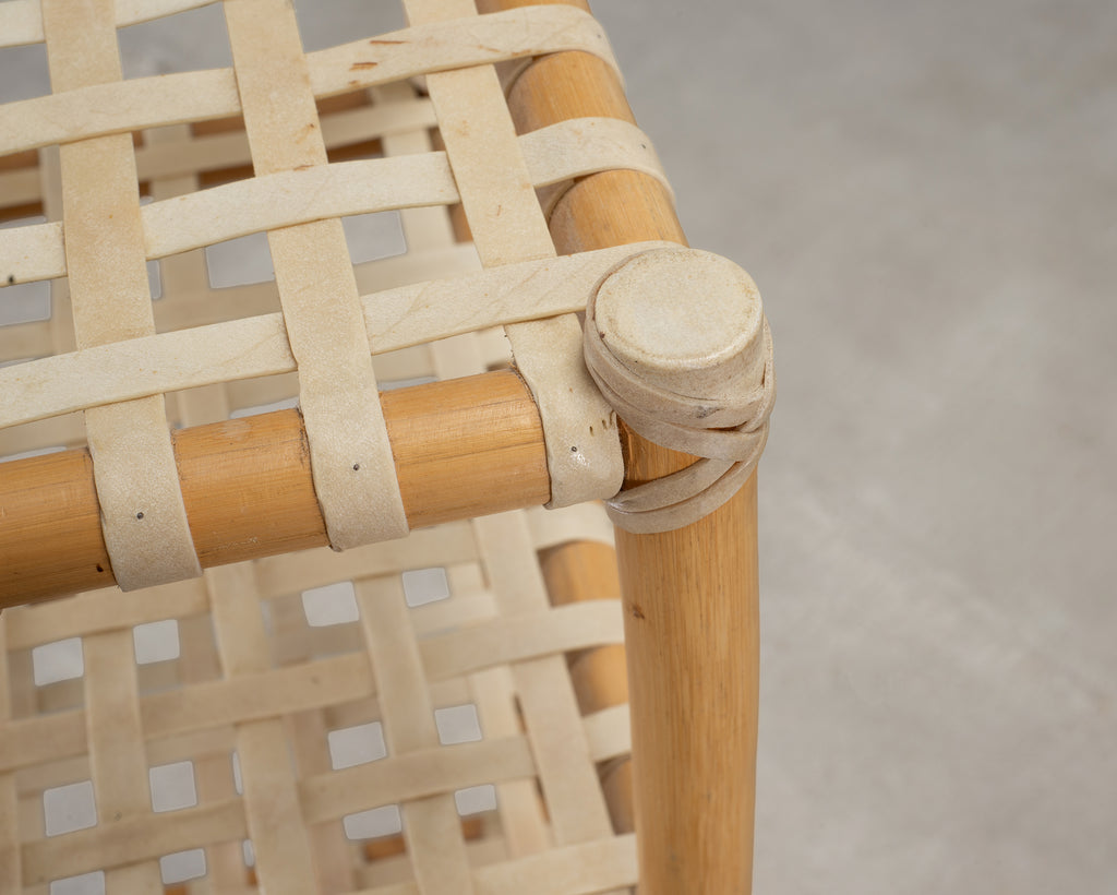 McGuire Antalya Leather Four-Tier Rattan Étagère Plant Stand