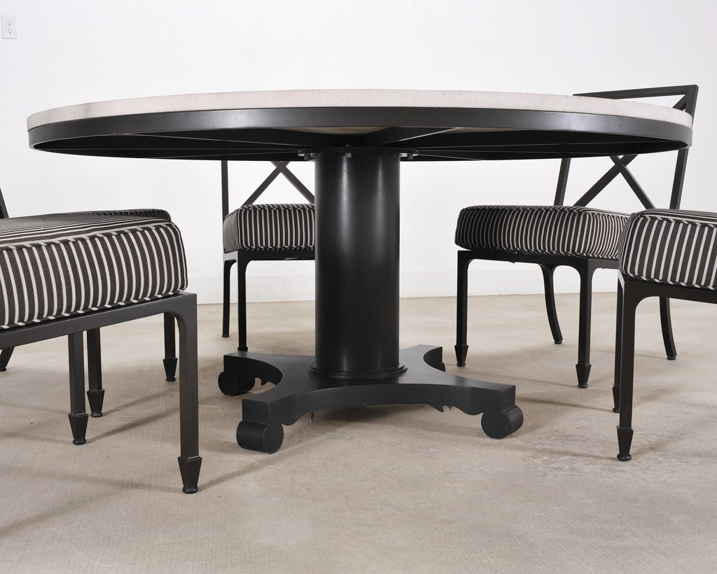 McKinnon and Harris Stone Top Dining Table and Six Dining Chairs