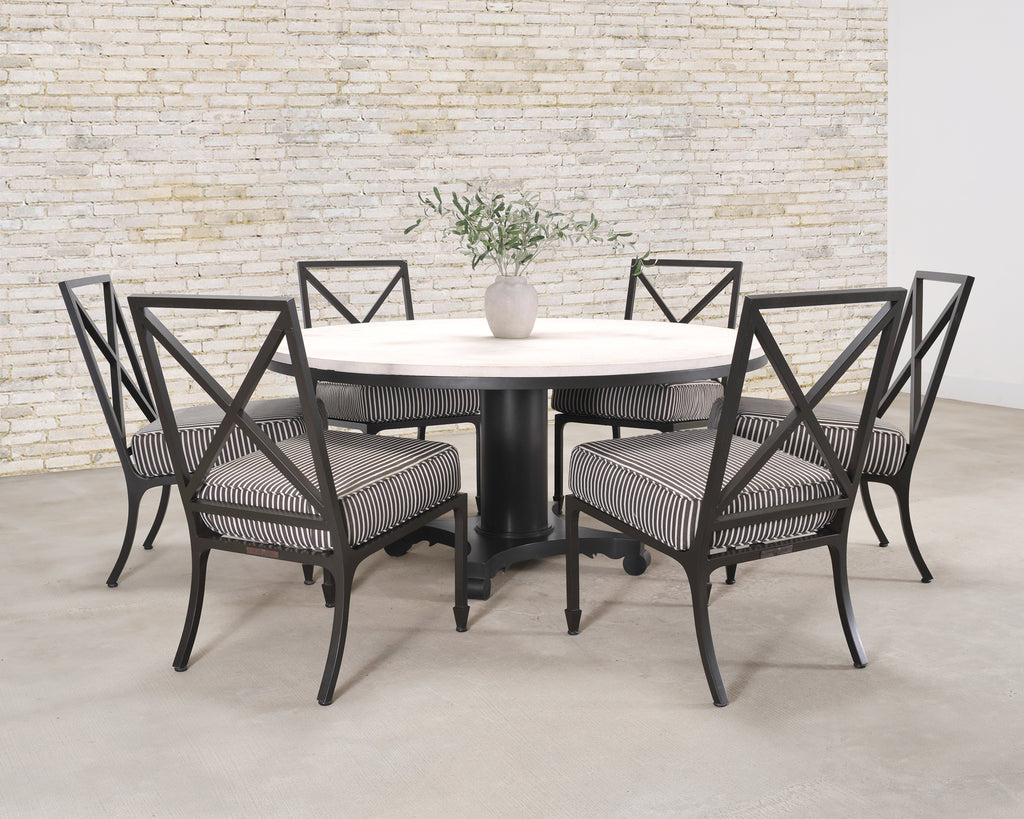 McKinnon and Harris Stone Top Dining Table and Six Dining Chairs