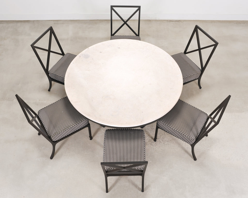 McKinnon and Harris Stone Top Dining Table and Six Dining Chairs