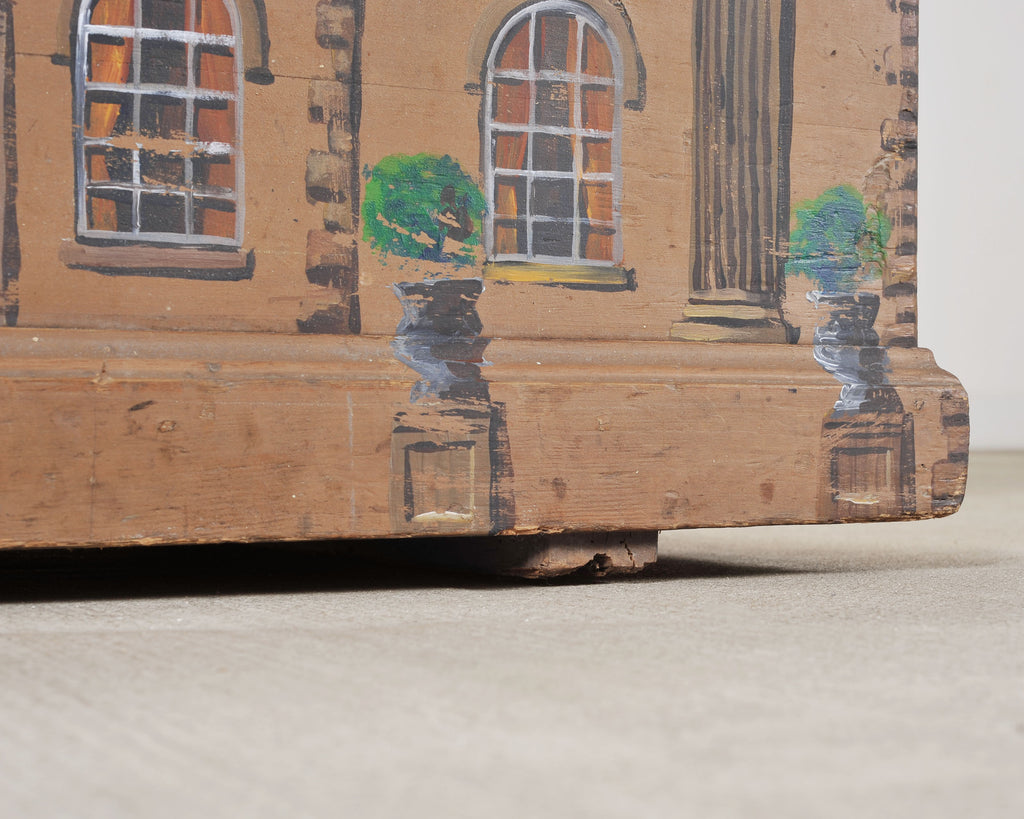19th C. Country English Georgian House Facade Painted Trunk