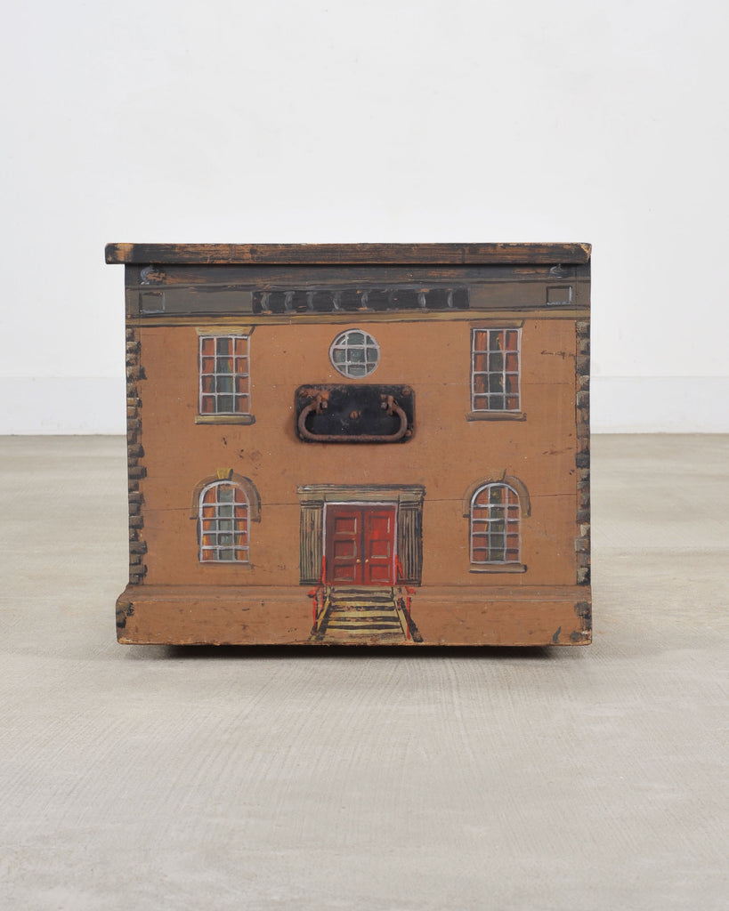 19th C. Country English Georgian House Facade Painted Trunk