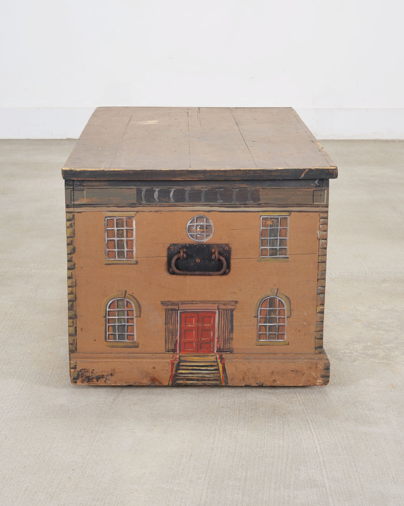 19th C. Country English Georgian House Facade Painted Trunk