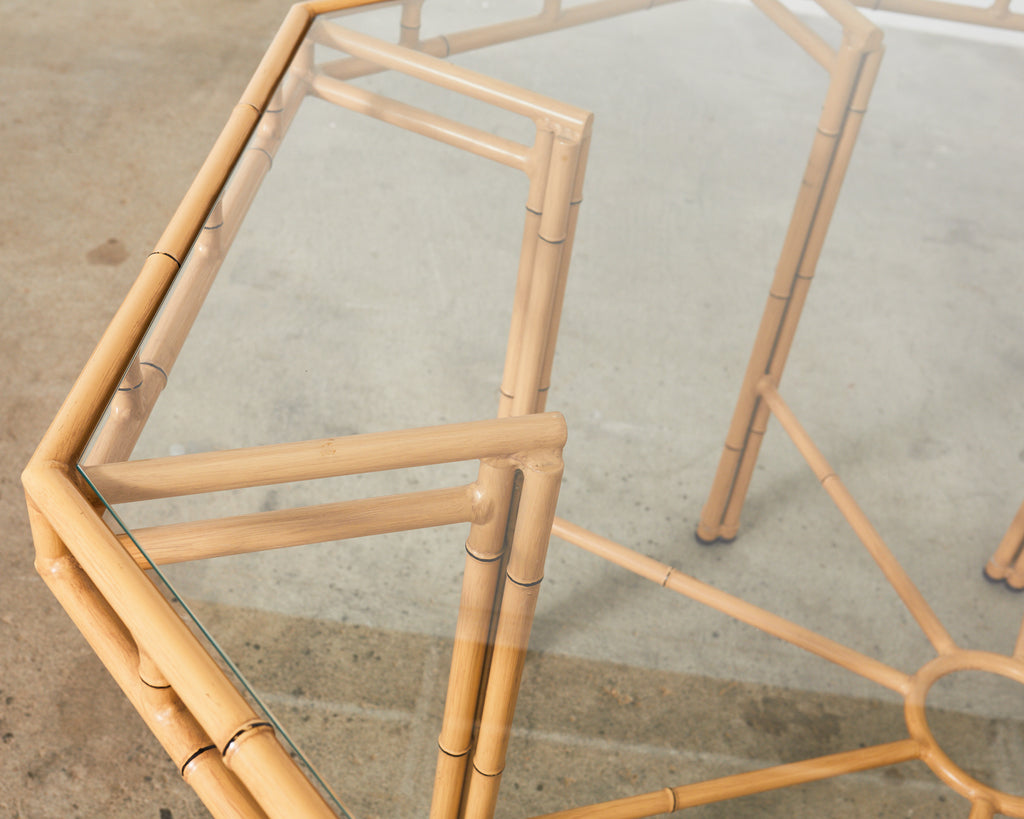 Hollywood Regency Faux Bamboo Octagonal Garden Dining Table