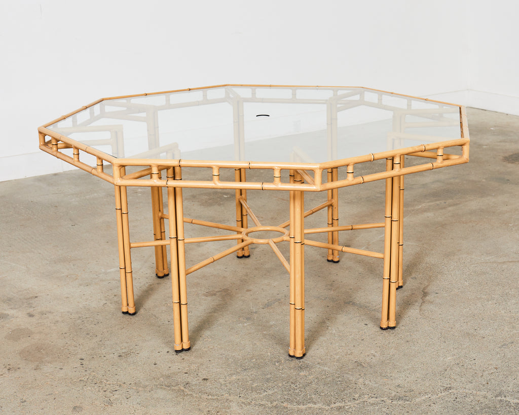 Hollywood Regency Faux Bamboo Octagonal Garden Dining Table