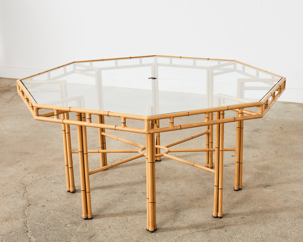 Hollywood Regency Faux Bamboo Octagonal Garden Dining Table