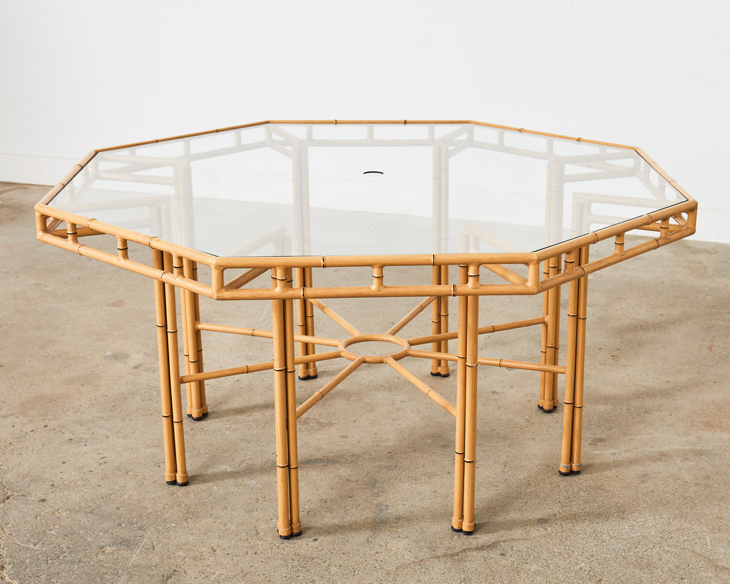 Hollywood Regency Faux Bamboo Octagonal Garden Dining Table