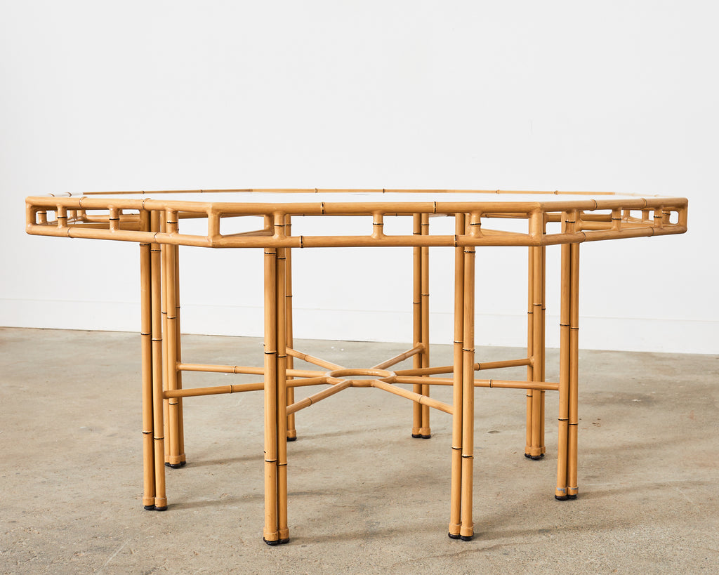 Hollywood Regency Faux Bamboo Octagonal Garden Dining Table