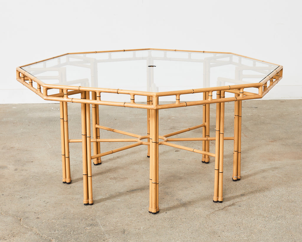 Hollywood Regency Faux Bamboo Octagonal Garden Dining Table
