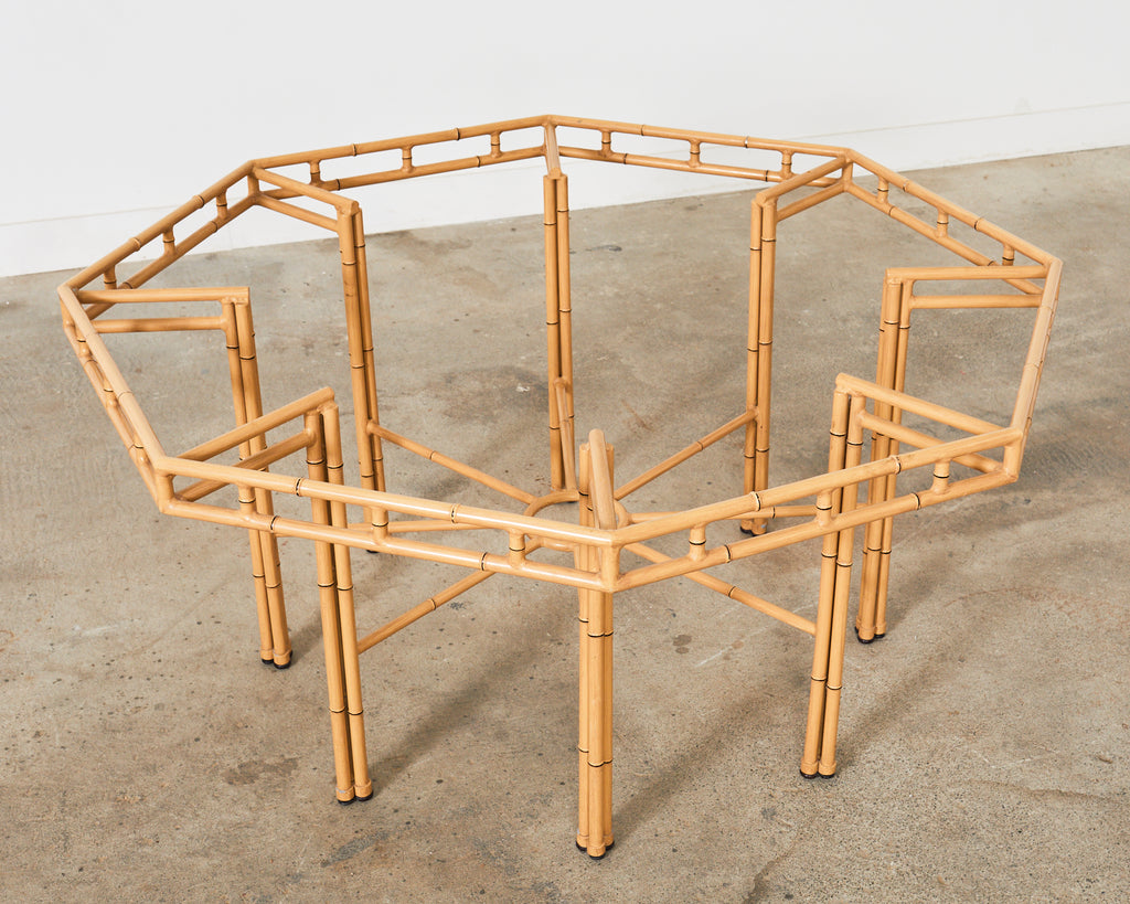 Hollywood Regency Faux Bamboo Octagonal Garden Dining Table