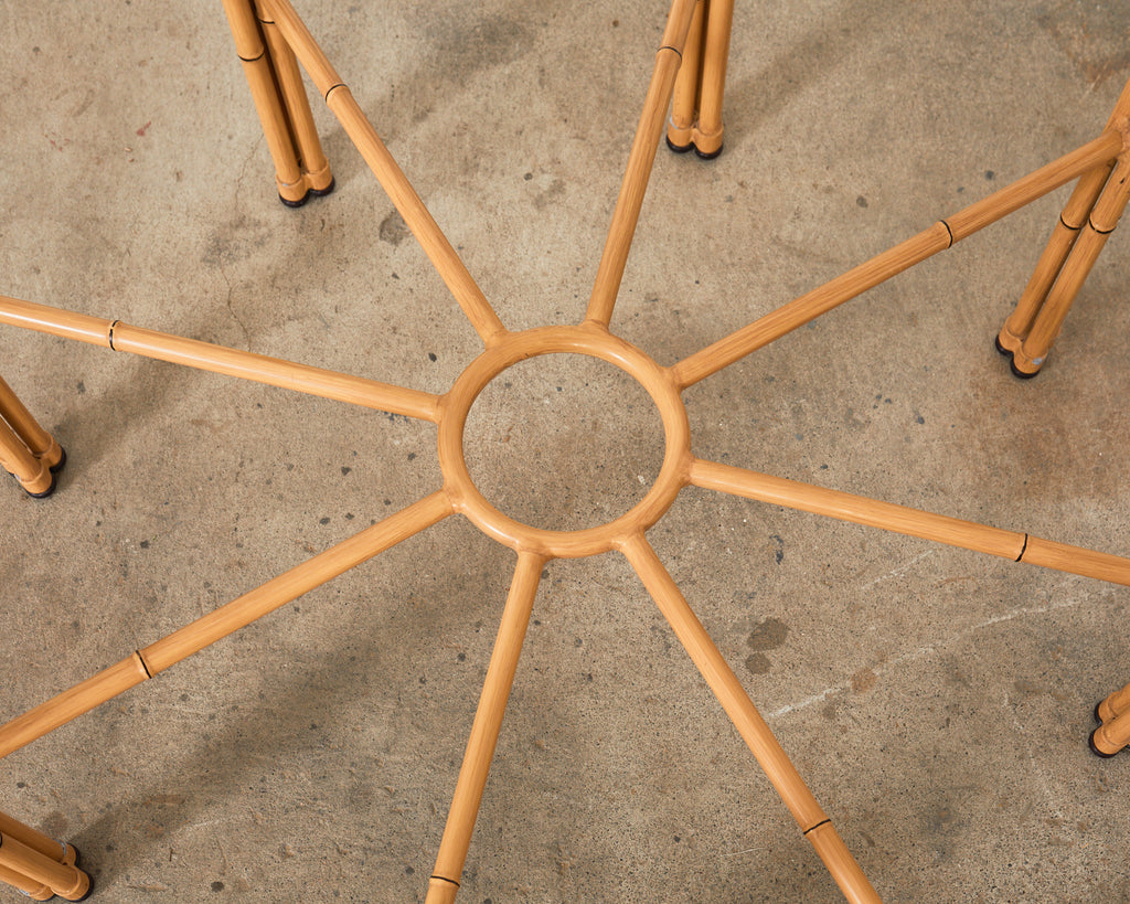 Hollywood Regency Faux Bamboo Octagonal Garden Dining Table