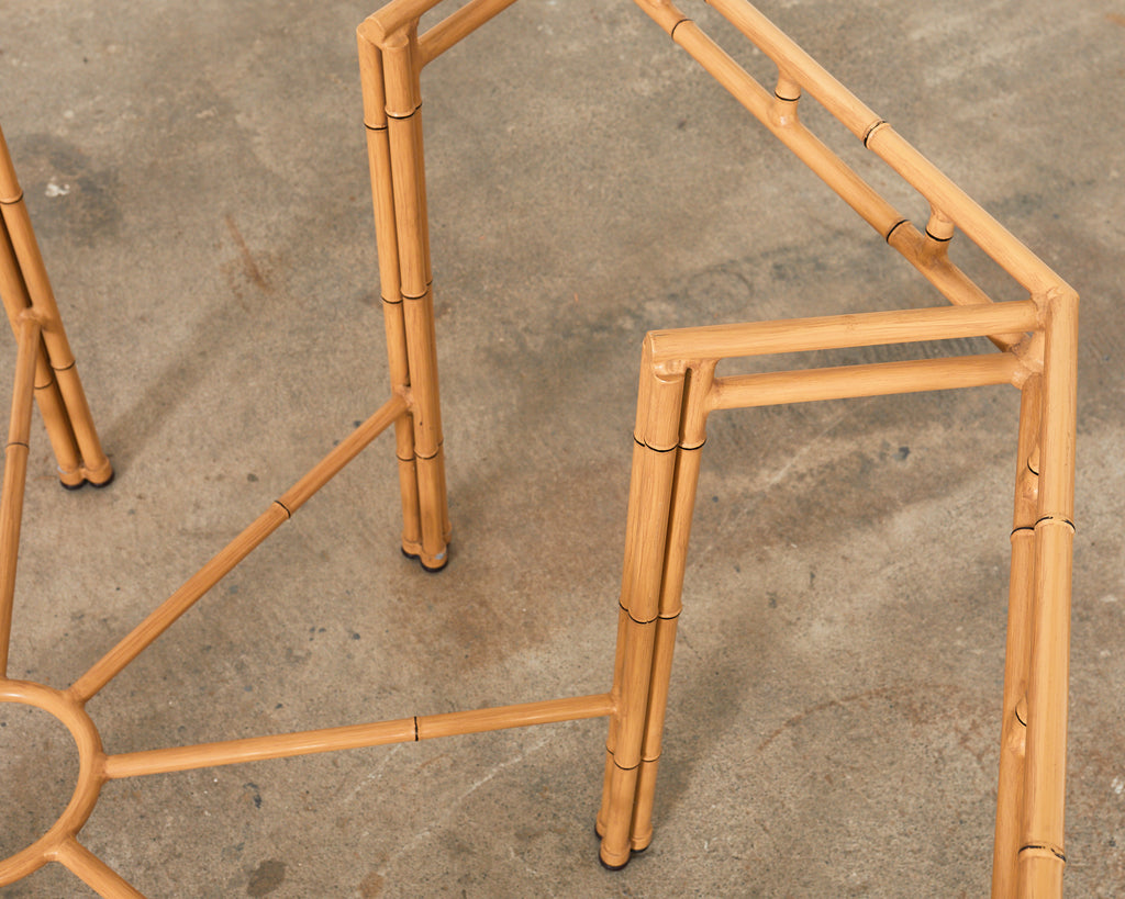 Hollywood Regency Faux Bamboo Octagonal Garden Dining Table