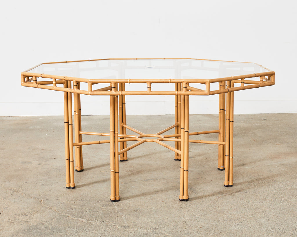Hollywood Regency Faux Bamboo Octagonal Garden Dining Table